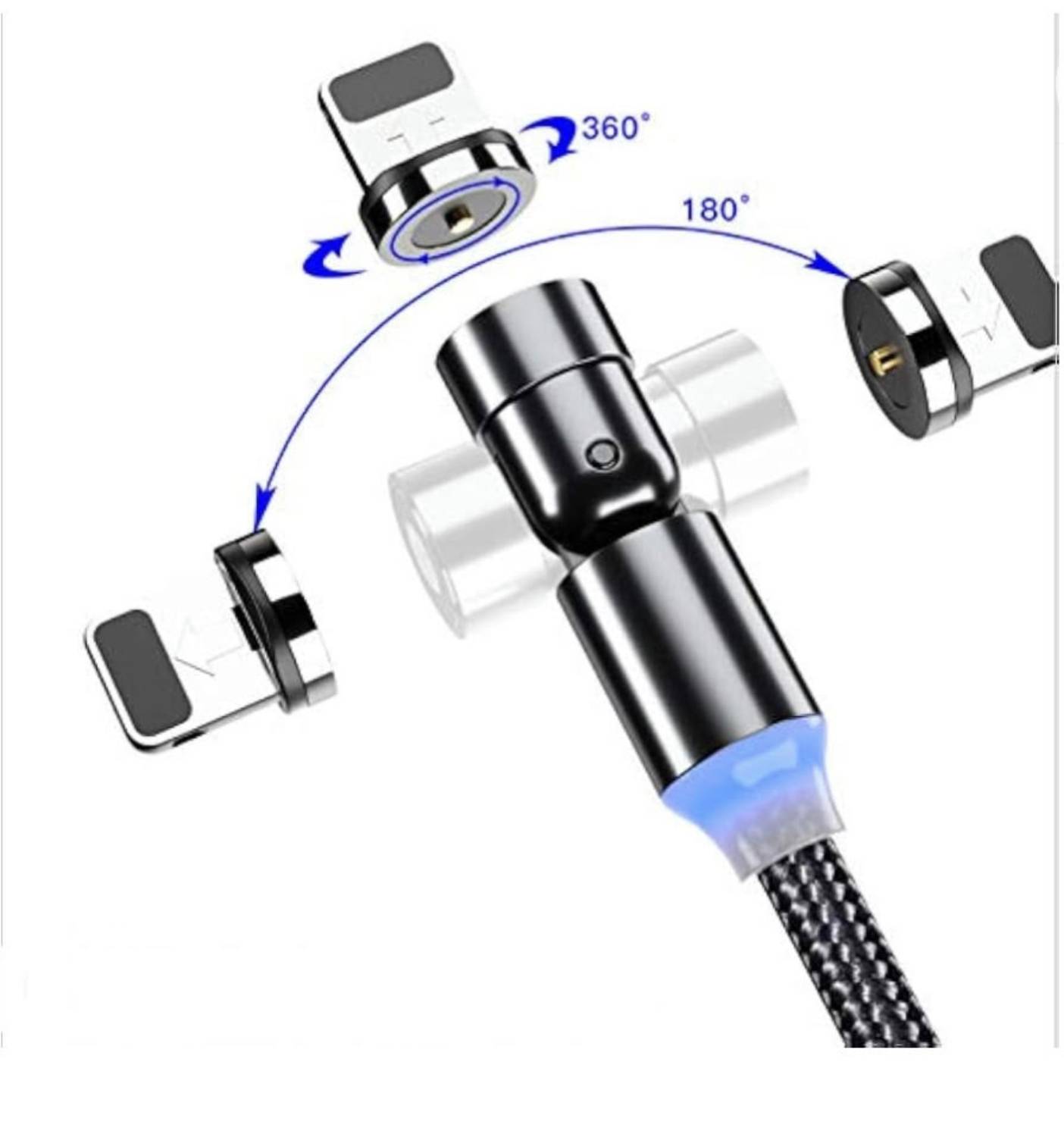 Câble de Chargement Magnétique 3-en-1  - Rotation 360°
