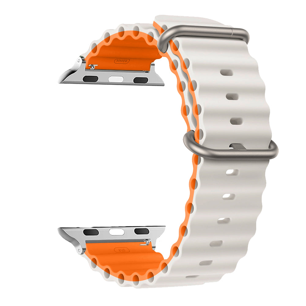 Bracelets Double Silicone Blanc/Orange